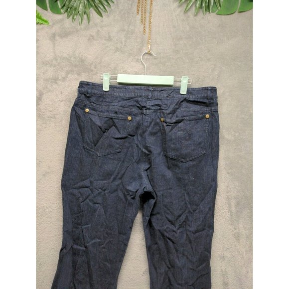 BNW Women Jeans High Rise Bootcut Leg Solid Blue Dark Wash W:38 L:33 - Picture 6 of 9